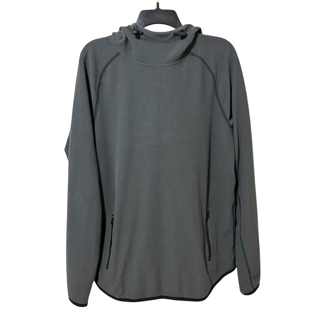 AMERICAN EAGLE OUTFITTERS gray waffle knit hoodie w/ navy trim sz Mens Med. Tall